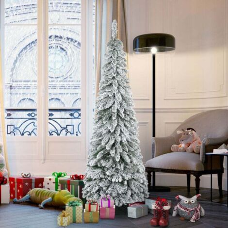 Sapin de Noël artificiel de 1,80 m de haut, avec 523 branches, neige artificielle, aspect réaliste, forme élancée