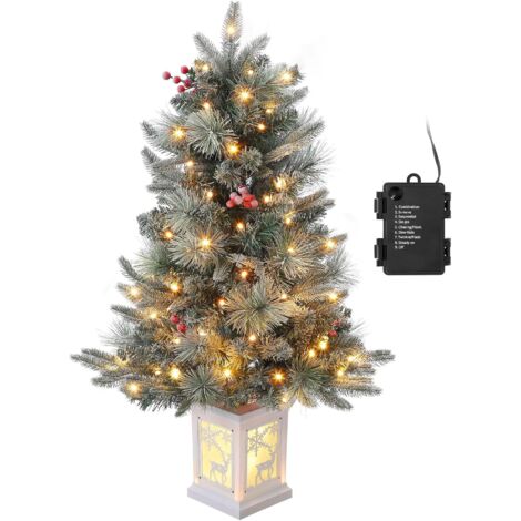 Sapin de Noël artificiel de 90 cm avec 78 LED blanc chaud - Sapin de Noël artificiel de 3 pieds fonctionnant sur batterie avec 8 modes d'éclairage, Sapin de Noël aux branches denses