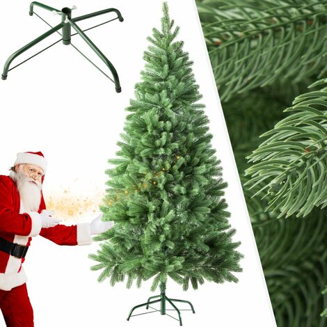 Tectake – Sapin de Noël artificiel 180 cm – Moulé par injection – Aspect naturel vert – Support métallique pliable inclus