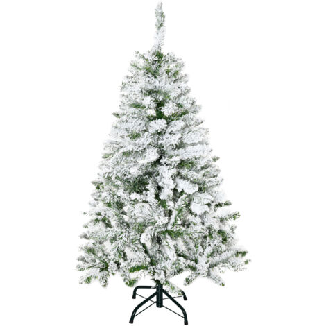 Sapin de Noël artificiel enneigé 120 cm, 200 branches imitation Nordmann, grand réalisme