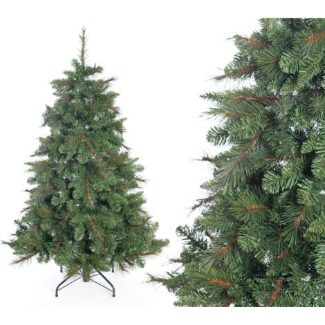 Sapin de Noël artificiel épicéa vert 210 cm – 1284 branches pliables – Système enfichable pour montage rapide – Support en métal – Evergreen