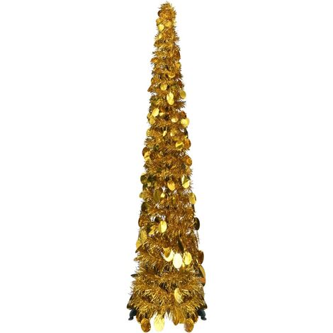 Sapin de Noël artificiel escamotable doré 120 cm PET vidaXL