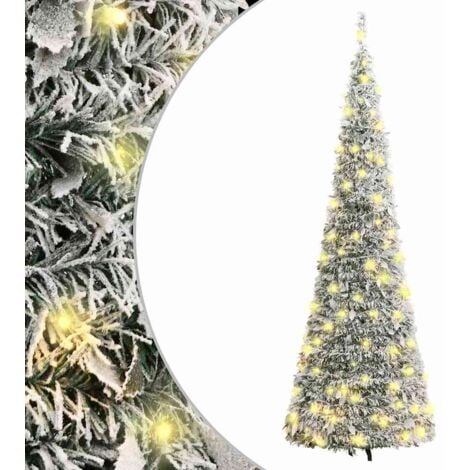 VHV Sapin de Noël artificiel escamotable neige floquée 50 LED 120cm