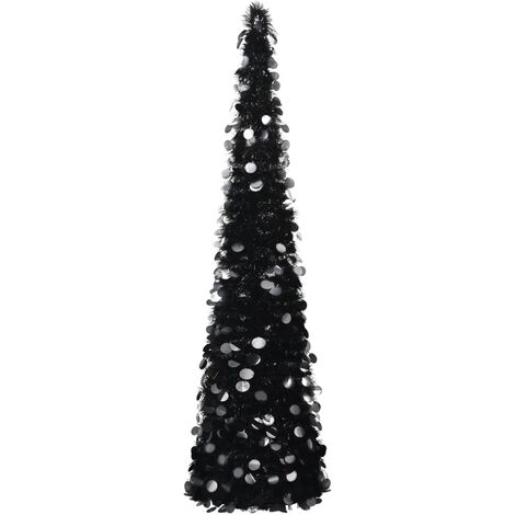 Sapin de Noël artificiel escamotable Noir 180 cm PET