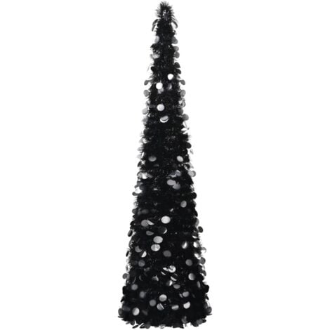Sapin de Noël artificiel escamotable Noir 180 cm PET