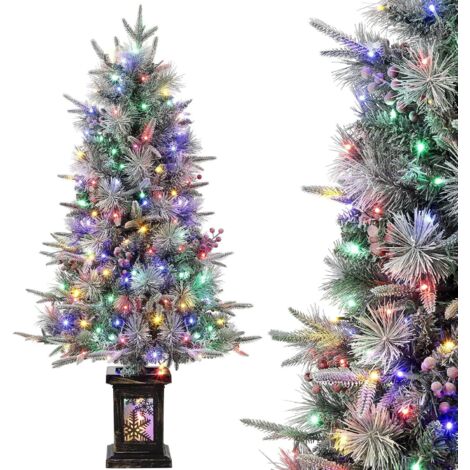 Sapin de Noël Artificiel Lumineux 125cm avec base, LED Lumière Chaud, 9 Modes d’Éclairage,150LED