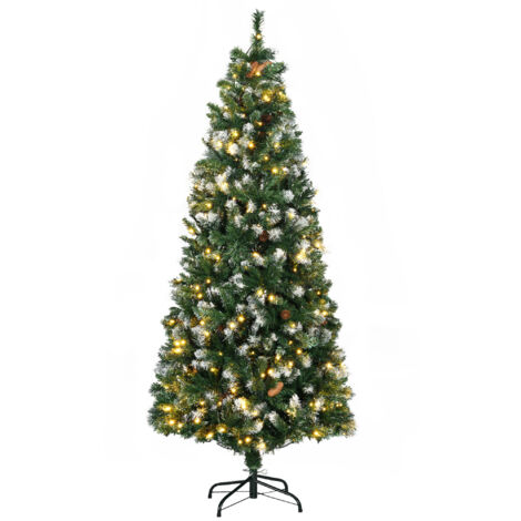 Sapin de Noël artificiel lumineux 703 branches 250 LED 30 pommes de pin support pliable 180 cm Ø 80 vert