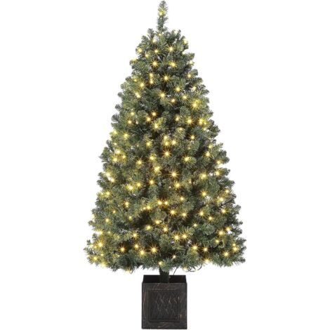 Sapin de Noël Artificiel Lumineux 90cm avec base, LED Lumière Chaud, 8 Modes d’Éclairage