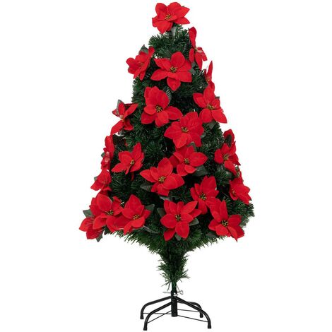 Sapin de Noël artificiel lumineux avec Fleurs de Poinsettias H 120 cm - Feeric Christmas
