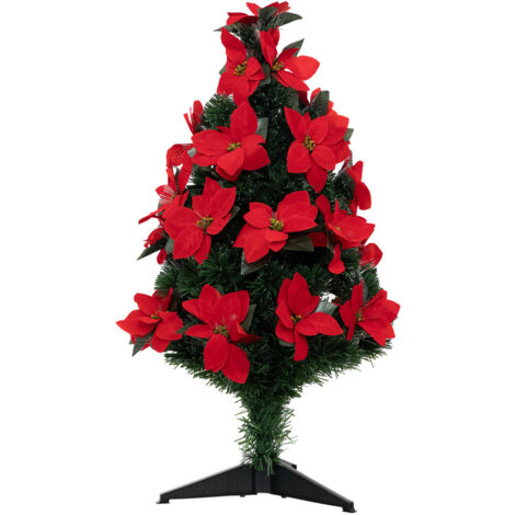 Sapin de Noël artificiel lumineux avec Fleurs de Poinsettias H 90 cm - Feeric Christmas