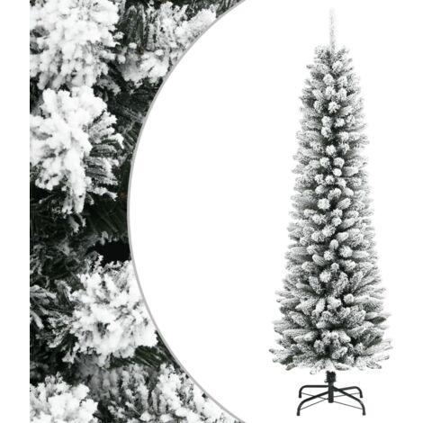 Sapin de Noël artificiel mince avec neige floquée-Décoration de Fête pour Noël 240 cm PVC/PE 275289