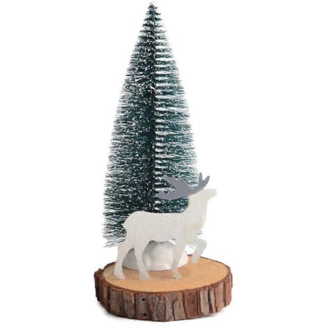 Sapin de Noël artificiel miniature avec élan, décoration de table pour fêtes, ornement de Noël pour maison et bureau.