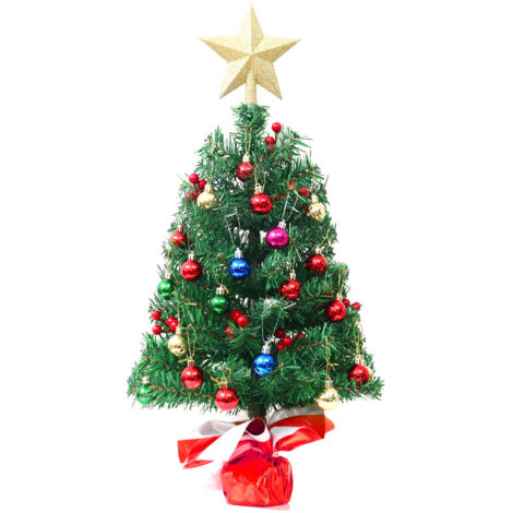 Sapin de Noël artificiel miniature de 45 cm avec décorations et guirlande lumineuse LED