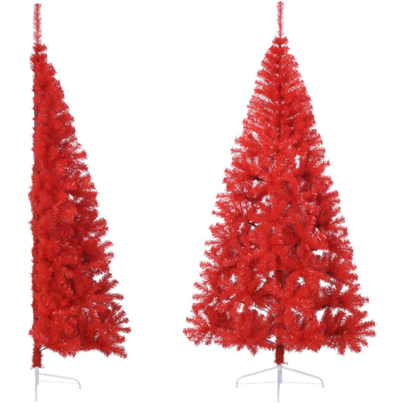 Vidaxl - Demi sapin de Noël artificiel avec support Rouge 210 cm pvc