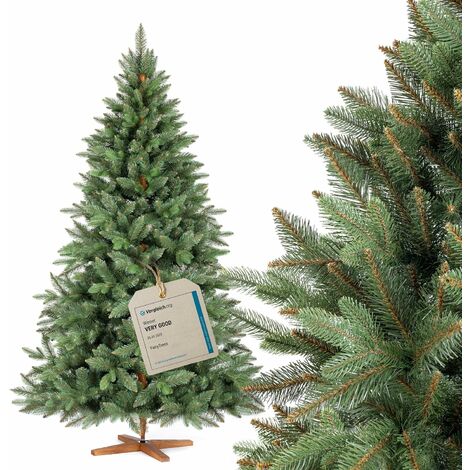Sapin de Noël artificiel Nordmann Premium 180 cm – Éléments naturels moulés par injection – Support en bois de frêne fait main – Fairytrees