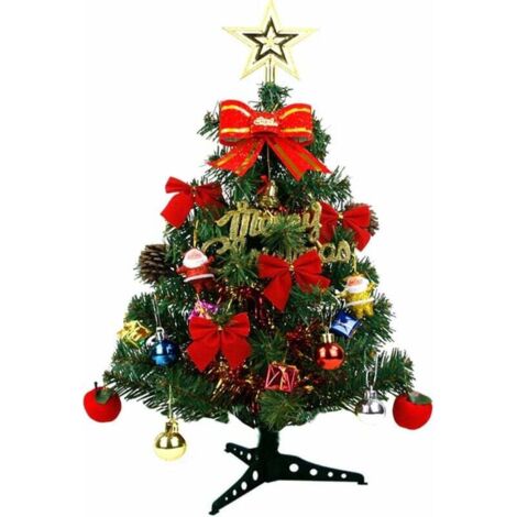 Sapin de Noel Artificiel Petit Sapin de Noel avec Decoration et Ornements de Base pour Les Vacances en Hiver (60cm)