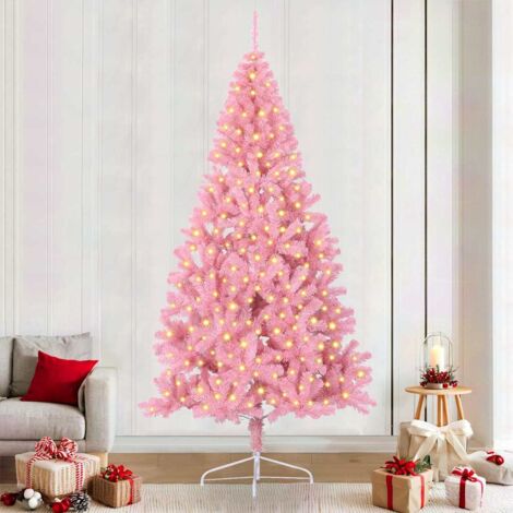 Sapin de Noël artificiel pré-éclairé-Arbre de Noël-Décoration de Fête pour Noël Rose 240 cm PVC 508719