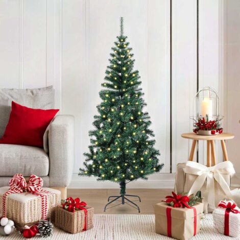 Sapin de Noël artificiel pré-éclairé-Arbre de Noël-Décoration de Fête pour Noël Vert 120 cm PVC et métal 307618