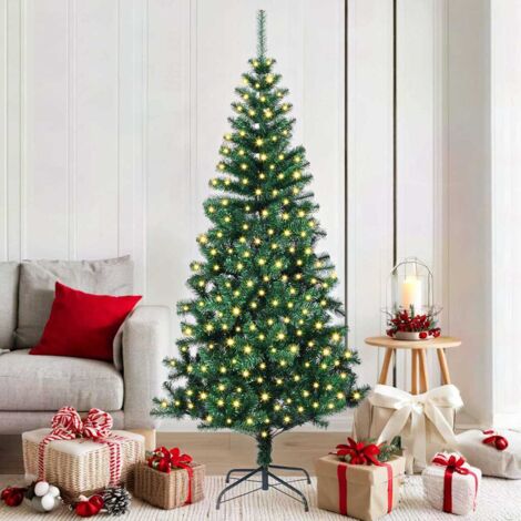 Sapin de Noël artificiel pré-éclairé-Arbre de Noël-Décoration de Fête pour Noël Vert 180 cm PVC et métal 942127