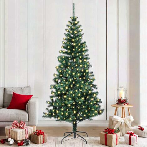 Sapin de Noël artificiel pré-éclairé-Arbre de Noël-Décoration de Fête pour Noël Vert 210 cm PVC et métal 106678