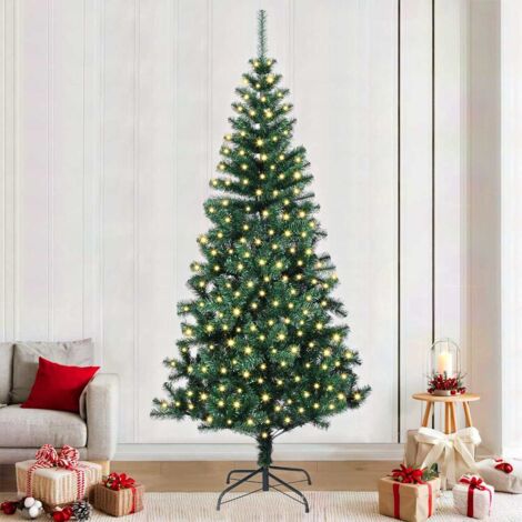 Sapin de Noël artificiel pré-éclairé-Arbre de Noël-Décoration de Fête pour Noël Vert 240 cm PVC et métal 498381