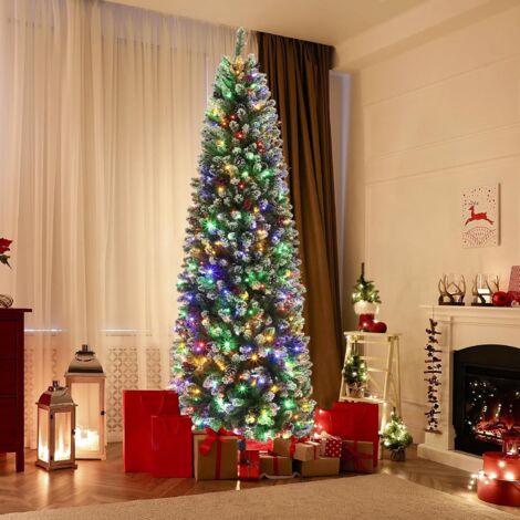 Sapin de Noël artificiel pré-éclairé en PVC de 230 cm avec 350 éclairages, RGBW, 9 modes d'éclairage, montage facile pour la décoration de Noël