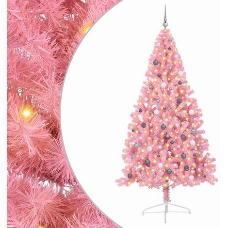 Sapin de Noël artificiel pré-éclairé Rose 240 cm PVC vidaXL