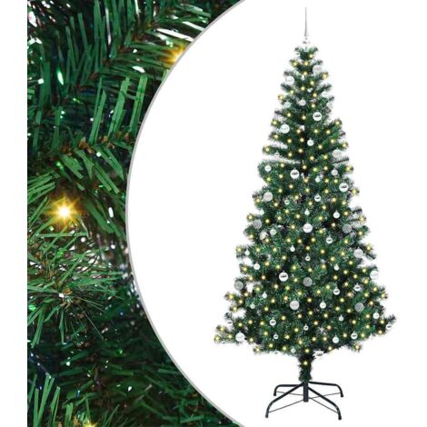Sapin de Noël artificiel pré-éclairé Vert 240 cm PVC et métal vidaXL