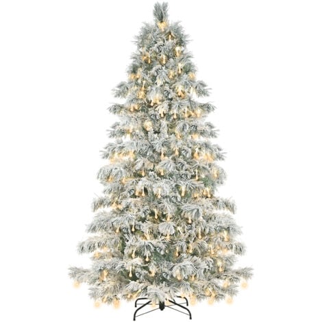 Salcar 210 cm avec éclairage LED en gouttes d'eau blanches et flocons de neige, avec système pliable pour la décoration de Noël.