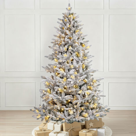 Sapin de Noël artificiel, sapin de Noël artificiel illuminé, sapin enneigé, 180 cm