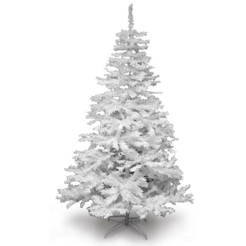 Sapin de Noël artificiel tradition et qualité - Arbre pour décoration de Noël avec support blanc 210 cm - blanc