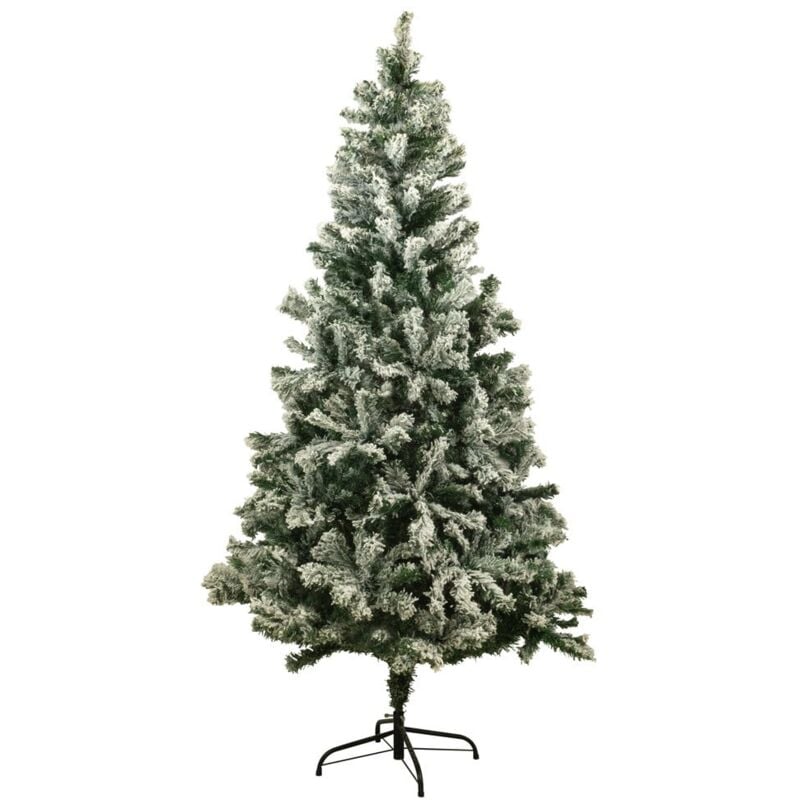 La Boutique De Noel - Sapin de Noël artificiel vert enneigé blanc Blooming - Arbre pour décoration de Noël avec support métallique Vert 150 cm - Vert