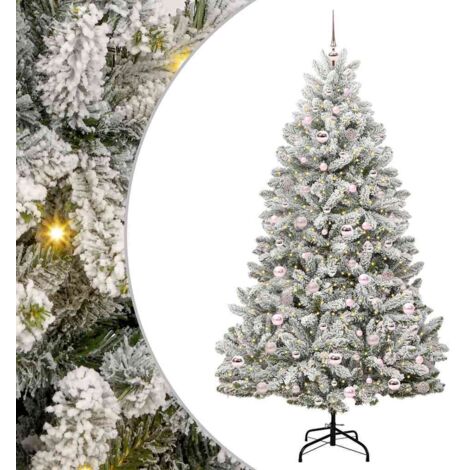 Sapin de Noël artificiel Vert et blanc 210 cm PVC et métal vidaXL