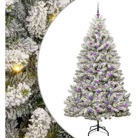 Sapin de Noël artificiel Vert et blanc 210 cm PVC et métal vidaXL
