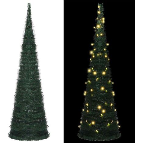 Sapin de Noël artificiel,Arbre de Noël avec guirlandes et LED Vert 210 cm -WYW15021