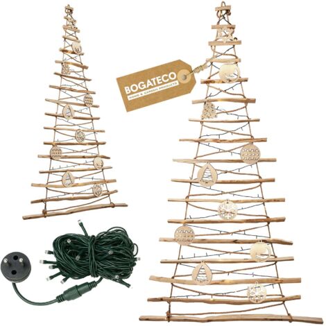 Sapin de Noël avec décorations 195cm LED 230V en bois