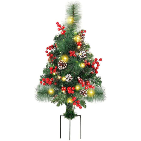 Sapin De Noël Avec Guirlandes Lumineuses Intégrées,Décoration D'Extérieur Avec Baies Et Pommes De Pin Décoration De Guirlandes Lumineuses Pour Sapin De Noël,Pour le Jardin le Porche d'Entrée l'Allée