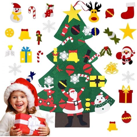 Sapin de Noël avec ornements en feutre amovibles, décoration de Noël DIY