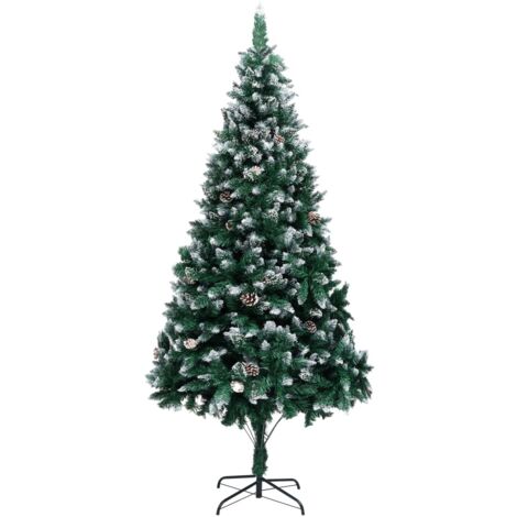 Sapin de Noël avec pommes de pin et neige blanche 240 cm