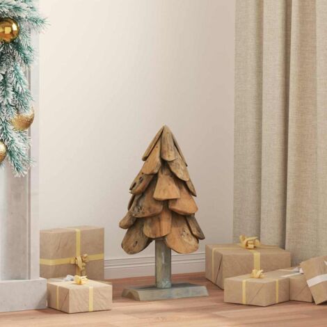 Sapin de Noël avec support Marron 60 cm Bois de teck solide vidaXL