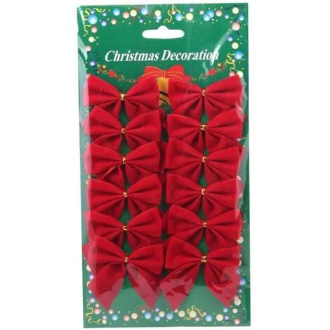 Sapin De Noël Bow Décoration Boules fête de Noël Jardin Noeuds Ornement - Rouge