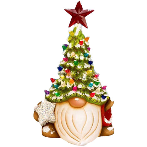 Sapin de Noël de Table Nain en Résine, Décoration Maison Artisanat Statuette Fée Ornements de Fêtes