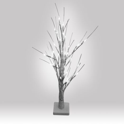 Sapin de Noel de'coratif a' piles avec 32 lumie'res LED blanc glace hauteur 60 cm piles incluses pour une utilisation inte'rieure et exte'rieure