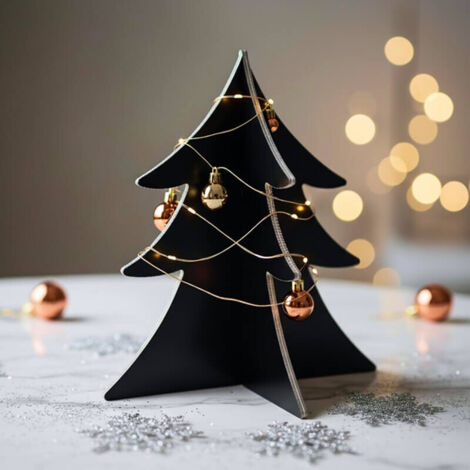 Sapin de noël décoratif en aluminium, décoration fêtes de fin d'année, montage facile, 149mm, gris anthracite - ALUHOME