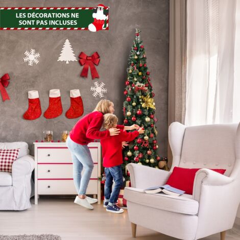 Sapin de Noël Demi-Forme Pré-Illuminé 210 cm 403 Pointes 150 Lumières LED Pied Métallique CW14707