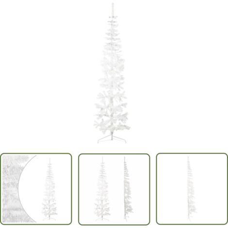 Sapin de Noël demi-sapin - vidaXL Demi sapin de Noël artificiel mince avec support Blanc 240 cm - Décor de fête