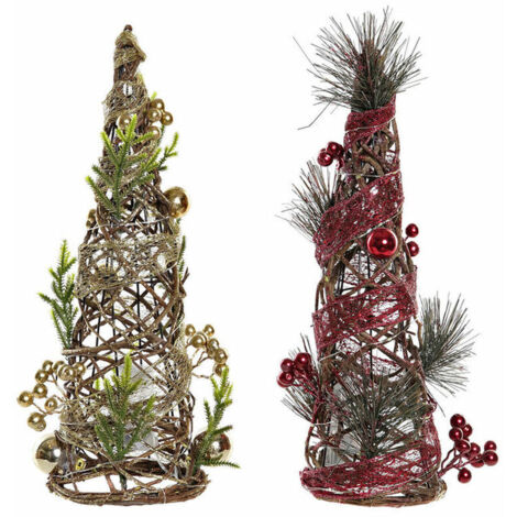 Sapin de Noël DKD Home Decor Rotin (2 pcs) (16 x 16 x 41 cm)