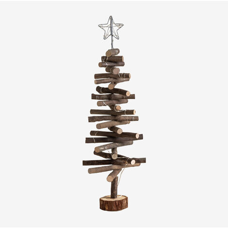 Sapin de Noël en Bois avec Lumières LED Madi SKLUM Marron Bois Foncé - Marron Bois Foncé