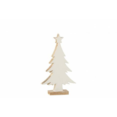 Sapin de Noël en bois de manguier blanc sur colle en bois - Blanc