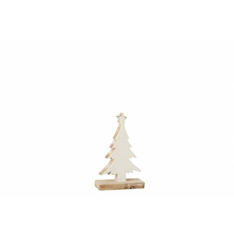 Sapin de Noël en bois de manguier blanc sur colle en bois - Blanc